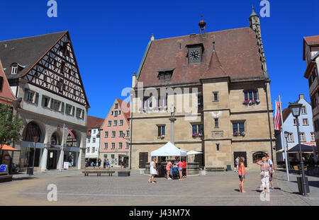 Rathaus und Häuser im Zentrum Stadt, Weißenburg in Bayern, einer Stadt im mittleren Franken, Bayern, Deutschland Stockfoto