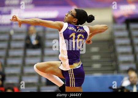 Kobe, Japan. 9. Mai 2017. Folike Akinradewo (VOL) Volleyball: 2017 FIVB Volleyball Women Club World Championship match zwischen Volero Zürich 3: 0 Eczacibasi Istanbul in Kobe, Japan. Bildnachweis: AFLO/Alamy Live-Nachrichten Stockfoto