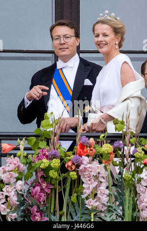 Oslo, Norwegen. 9. Mai 2017. Prinz Constantijn und Prinzessin Mabel von den Niederlanden besuchen die 80. Geburtstagsfeiern von König Harald und Königin Sonja von Norwegen im königlichen Palast in Oslo, Norwegen, 9. Mai 2017. Foto: Patrick van Katwijk POINT DE VUE · KEIN DRAHT-SERVICE · Foto: Patrick van Katwijk/Dutch Photo Press/Dpa/Alamy Live News Stockfoto