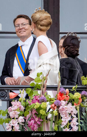 Oslo, Norwegen. 9. Mai 2017. Prinz Constantijn und Prinzessin Mabel von den Niederlanden besuchen die 80. Geburtstagsfeiern von König Harald und Königin Sonja von Norwegen im königlichen Palast in Oslo, Norwegen, 9. Mai 2017. Foto: Patrick van Katwijk POINT DE VUE · KEIN DRAHT-SERVICE · Foto: Patrick van Katwijk/Dutch Photo Press/Dpa/Alamy Live News Stockfoto