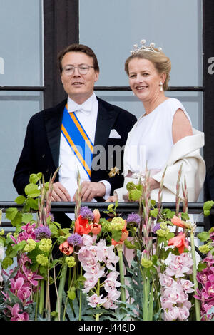 Oslo, Norwegen. 9. Mai 2017. Prinz Constantijn und Prinzessin Mabel von den Niederlanden besuchen die 80. Geburtstagsfeiern von König Harald und Königin Sonja von Norwegen im königlichen Palast in Oslo, Norwegen, 9. Mai 2017. Foto: Patrick van Katwijk POINT DE VUE · KEIN DRAHT-SERVICE · Foto: Patrick van Katwijk/Dutch Photo Press/Dpa/Alamy Live News Stockfoto