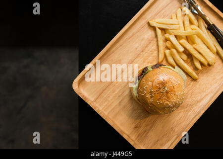 Draufsicht der hausgemachten Burger Stockfoto