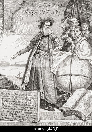 Sebastian Cabot, 1474, 1557. Italienische Entdecker.  Sehen Sie hier mit seinen drei Söhnen