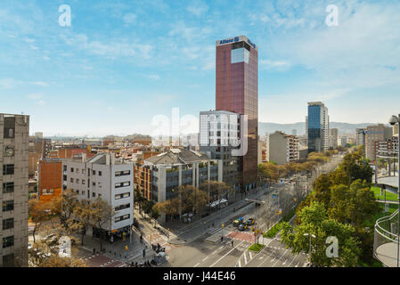 BARCELONA, Spanien - 15. April 2017: Ansicht von Arenas De Barcelona - Plaza de Toros De Las Arenas, Barcelona, Katalonien, Spanien, Europa Stockfoto