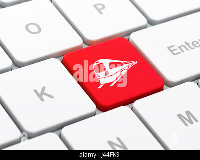 Urlaub-Konzept: Zug auf Computer Tastatur Hintergrund Stockfoto