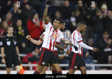 PATRICK VAN AANHOLT feiert SUNDERLAND FC V ASTON VILLA FC Stadion von leichten SUNDERLAND ENGLAND 2. Januar 2016 Stockfoto