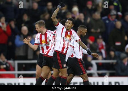 PATRICK VAN AANHOLT feiert SUNDERLAND FC V ASTON VILLA FC Stadion von leichten SUNDERLAND ENGLAND 2. Januar 2016 Stockfoto