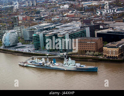 Aussicht von HMS Belfast und die riverThames Stockfoto