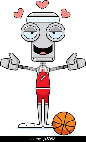 Ein Cartoon Basketball Spieler Roboter bereit, eine Umarmung zu geben. Stock Vektor