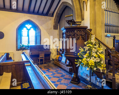 Kanzel in der St. James Kirche Derby North Yorkshire England Stockfoto