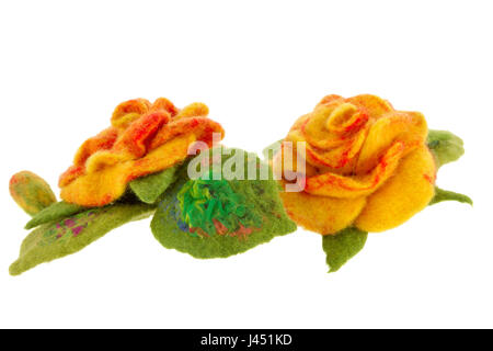 eine orange rose Blume Bild aus Wolle hergestellt Stockfoto