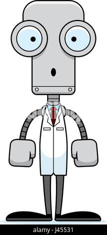 Ein Cartoon Wissenschaftler Roboter suchen überrascht. Stock Vektor