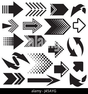Reihe von verschiedenen Vektor-schwarzer Pfeil-Zeichen-icons Stock Vektor