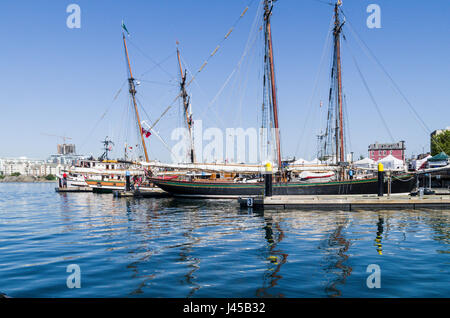 ViCTORIA, BC Kanada CLASSIC BOAT SHOW SEPTEMBER 1,2013: klassische Boote auf dem Display in Victoria Harbour. Stockfoto