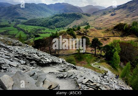 Blick über Borrowdale von Schloss Fels Stockfoto