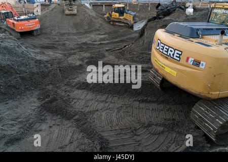 Website des Grabens des Grundstein für ein Gebäude, Seattle, WA, USA Stockfoto