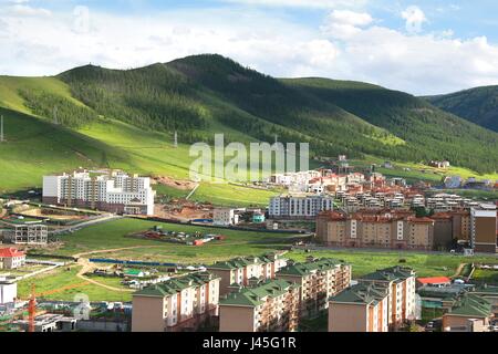Der Panoramablick über die gesamte Stadt Ulaanbaatar, Mongolei Stockfoto