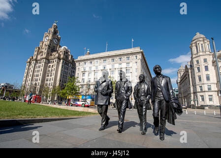 Die Beatles Statue Liverpool Docks Stockfoto