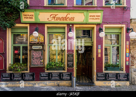 Restaurant im malerischen Patershol Bezirk, Gent, Ost-Flandern, Belgien Stockfoto