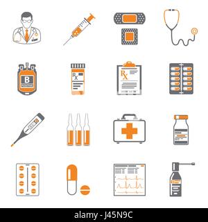 Medizinische zwei Farb-Icons set Stock Vektor