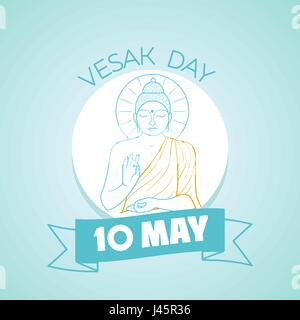 Kalender für jeden Tag am 10. Mai. Grußkarte. Feiertag - Vesak Day. Symbol in der linearen Stil Stock Vektor