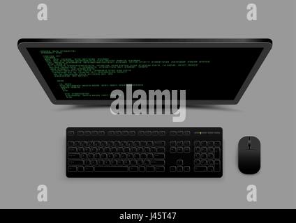 Schwarz Computer von oben Stock Vektor