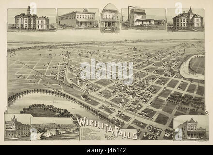 Alte Karte Wichita Falls 1890 Stockfoto