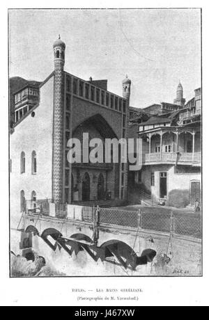 Das Orbeliani-Bad in Tiflis ist ein berühmtes historisches Badehaus, das für seine besondere Architektur und kulturelle Bedeutung bekannt ist. Dieses Foto von Yermakov zeigt seinen einzigartigen Stil. Stockfoto