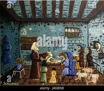 Nativite bezieht sich auf die Darstellung der Krippe, ein populäres Thema in der christlichen Kunst, das die Geburt Jesu Christi darstellt. Die Krippe war über Jahrhunderte hinweg ein zentrales Thema religiöser und kultureller Kunstwerke. Stockfoto