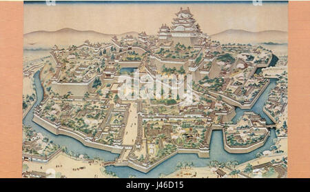 Alte Gemälde der Burg Himeji Stockfoto