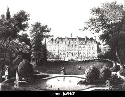 Ã Parc du Palais de l'lysÃ bezieht sich auf die Gärten des Palastes Ã de l'lysÃ in Paris, Frankreich, das die offizielle Residenz des französischen Präsidenten ist. Der Titel bezieht sich auch auf die Zeit der Zweiten Französischen Republik. Stockfoto