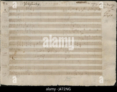 Mozart Klavierkonzert Nr. 22 Eingangsseite das Autograph Stockfoto