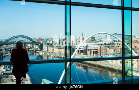 Newcastle Upon Tyne: Blick über Fluss Tyne von Baltic Centre for Contemporary Art in Gateshead. UK Stockfoto