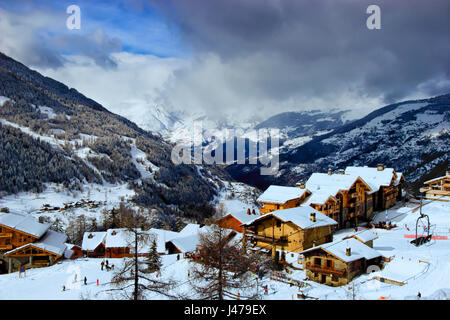 Tal der Tarentaise und Sainte-Foy Skigebiet in den Nordalpen Französisch, Frankreich Stockfoto