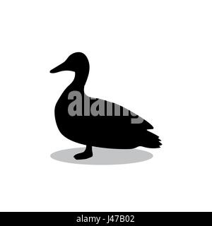 Ente Vogel schwarze Silhouette Tiere Stock Vektor