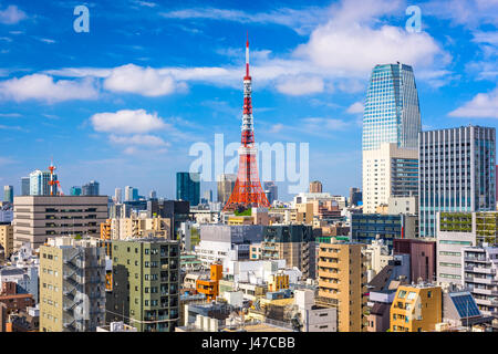 Tokyo, Japan Stadtbild und Turm. Stockfoto