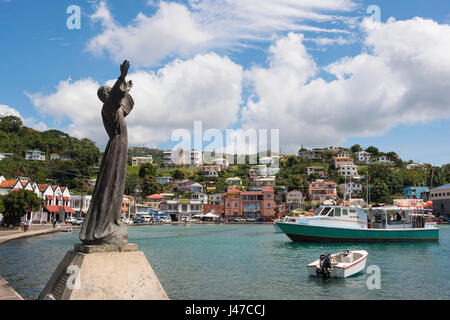 Die St. Georgeâ€™ s Statue in der Carenage, den inner Harbour in St. Georgeâ€™ s, Hauptstadt von Grenada, West Indies, Karibik Stockfoto