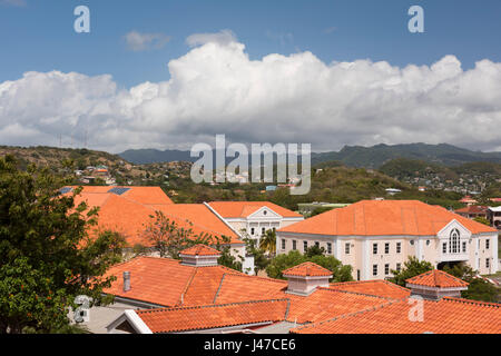 Eine Luftaufnahme des Campus der St.-Georgs University Medical School, einer amerikanischen Schule in True Blue im Südwesten Grenada.  Karibik, Caribbean Stockfoto