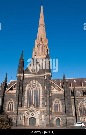 St. Patricks Kathedrale (1897) ist die Hauptkirche der katholischen Erzdiözese von Melbourne, Australien, und ist ein Beispiel für den neugotischen Stil Stockfoto