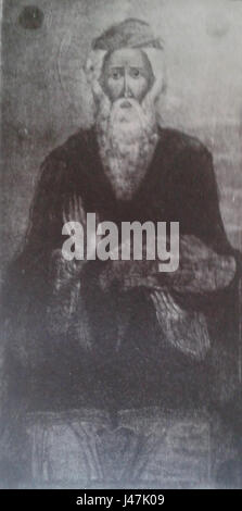 „Noah“ ist eine Ikone des bulgarischen Künstlers Georgi Velyanov aus dem Jahr 1818, die die biblische Figur Noah im traditionellen byzantinischen Stil darstellt. Stockfoto