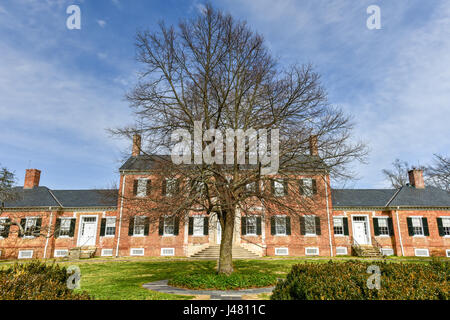 Chatham Manor, ein georgianischen Stil Zuhause am Rappahannock River im Stafford County, Virginia, gegenüber Fredericksburg im Jahre 1771 abgeschlossen. Stockfoto