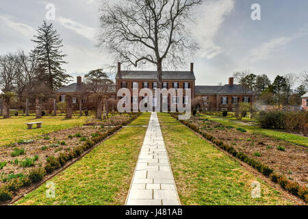 Chatham Manor, ein georgianischen Stil Zuhause am Rappahannock River im Stafford County, Virginia, gegenüber Fredericksburg im Jahre 1771 abgeschlossen. Stockfoto