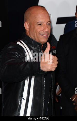 'Das Schicksal von The Furious' NewYork Premiere in der Radio City Music Hall - roten Teppich Ankünfte mit: Vin Diesel wo: New York, New York, Vereinigte Staaten von Amerika bei: Kredit-9. April 2017: Ivan Nikolov/WENN.com Stockfoto