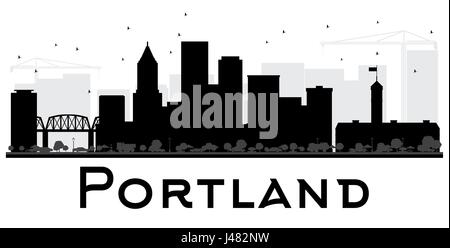 Portland City Skyline schwarze und weiße Silhouette. Vector Illustration. einfache flache Konzept für Tourismus Präsentation, Banner, Plakat oder Website. Stock Vektor