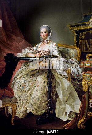 Madame de Pompadour bei ihrem Tambour Frame 1763-4, François-Hubert Drouais 1727 - 1775 Frankreich Französisch (Madame de Pompadour war die langjährige Geliebte des Königs Louis XV von Frankreich) Antoine Pâris1724, Hyacinthe Rigaud 1659-1743 Frankreich Französisch Stockfoto