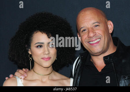 Weltpremiere von "The Fate of the Furious" bei Radio City Music Saal - Ankünfte mit: Nathalie Emmanuel, Vin Diesel wo: New York, New York, Vereinigte Staaten von Amerika bei: Kredit-9. April 2017: Dan Jackman/WENN.com Stockfoto