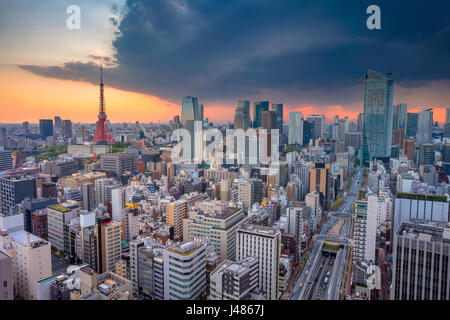 Tokyo. Stadtbild Bild von Tokio, Japan während des Sonnenuntergangs. Stockfoto
