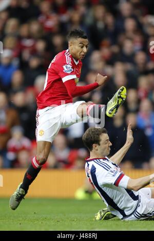 JESSE LINGARD & JONNY EVANS MANCHESTER UNITED FC V WEST BR OLD TRAFFORD MANCHESTER ENGLAND 7. November 2015 Stockfoto