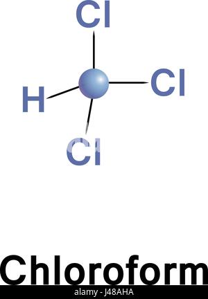 Chloroform oder Trichlormethan, ist eine organische Verbindung mit Formel CHCl3. Es ist eine Vorstufe zu verschiedenen Kältemitteln. Es ist eines der vier chloromet Stock Vektor