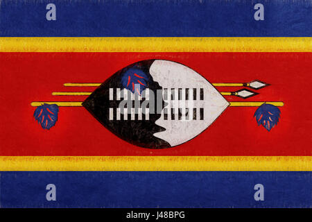 Darstellung der Nationalflagge von Swasiland mit einem Grunge-Look. Stockfoto